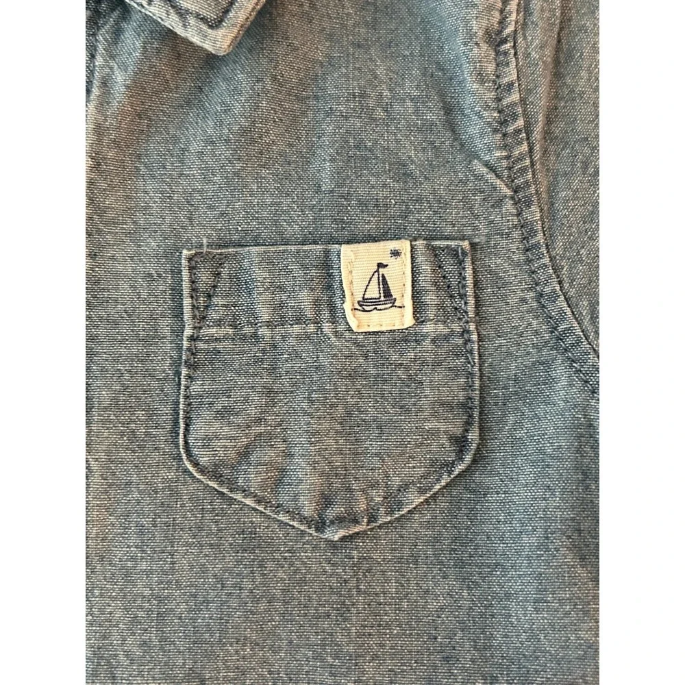 Carters Baby Boys Blue Chambray Romper 3M Nautical Sailboat One Piece (1293)